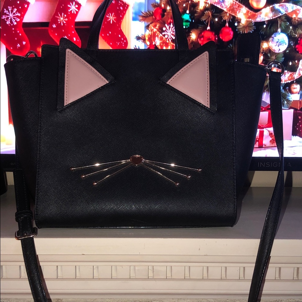 Kate Spade Black and Pink Cat Crossbody Bag